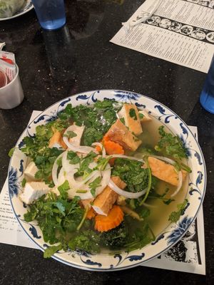 Beautiful fresh tofu veggie pho at Golden Flower in Reno