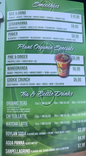 Menu at Cafe Organix in San Bernardino