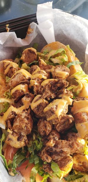 Yummy...the Po Boy is spicy! at Cafe Organix in San Bernardino