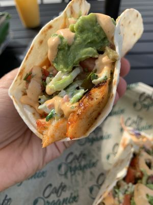 “Skrimp Tacos" at Cafe Organix in San Bernardino