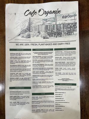 Menu  at Cafe Organix in San Bernardino