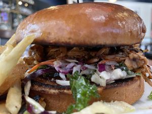 Bbq jackfruit sandwich  at Cafe Organix in San Bernardino