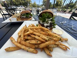 2 Hot Damn Burgers, 1 Truffle Fries, Garlic Friess  at Cafe Organix in San Bernardino
