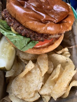 American Women burger  at Cafe Organix in San Bernardino