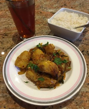 Ala Theldala (tempered potato with onion and spices). Outstanding. at House of Curry in Rosemount