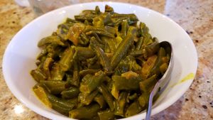 Green beans in coconut milk sauce ($12). Delicious. at House of Curry in Rosemount