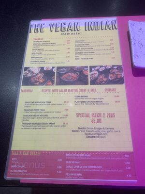 The vegan menu you get. at The Vegan Indian in Amsterdam
