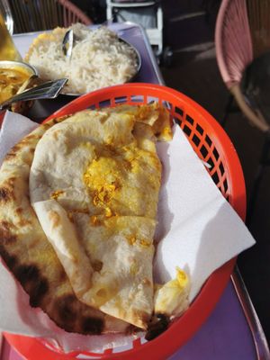 Vegan cheese garlic naan at The Vegan Indian in Amsterdam