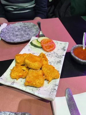 Vegan paneer (tofu) pakora  at The Vegan Indian in Amsterdam
