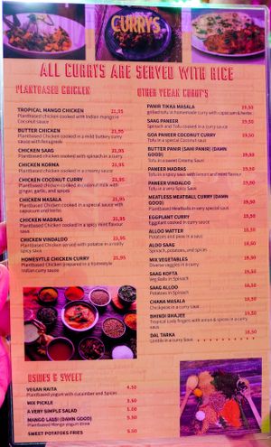 Menu page at The Vegan Indian at The Vegan Indian in Amsterdam