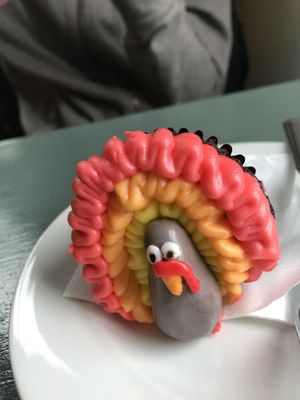 Happy Turkey Christmas cupcake at Thrive in Cambridge