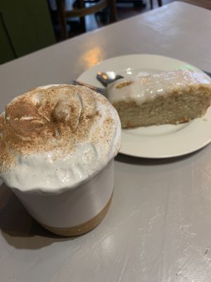 Hot chocolate with cream and lemon came   at Thrive in Cambridge