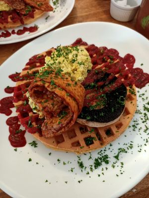 Brunch waffle at Thrive in Cambridge