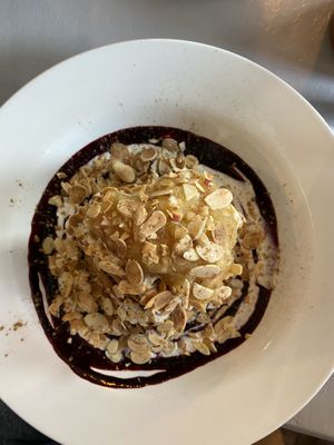 cinnamon blueberry waffles  at Thrive in Cambridge