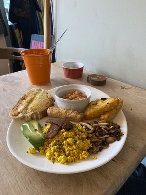 Big Breakfast - amazing sausage and potatoes  at Thrive in Cambridge