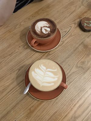 Soya latte & almond hot chocolate   at Thrive in Cambridge