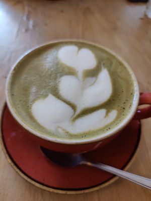 Matcha latte at Thrive in Cambridge