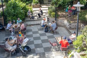 The garden terrace at Thrive in Cambridge