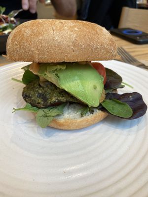 Vegan pesto mushroom bagel  at Coffee Culture - The Crossing in Christchurch
