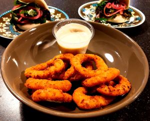 Onion Rings with home made tartar sauce.  at Brixton House in Bratislava