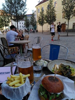 Beyond meet burger with (yummy!) chargrilled tofu and curry at Brixton House in Bratislava