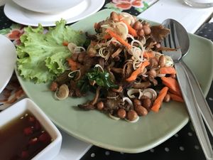 Mixed crispy mushrooms with peanuts - heaven at Dok Bua Vegetarian - Lotus Vegetarian in Phuket