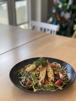 Tempeh and sun flower sprouts salad at Dok Bua Vegetarian - Lotus Vegetarian in Phuket