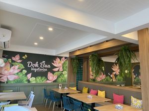 Love the wallpaper at Dok Bua Vegetarian - Lotus Vegetarian in Phuket