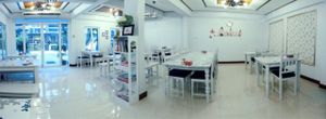 Cozy interior in white color at Dok Bua Vegetarian - Lotus Vegetarian in Phuket