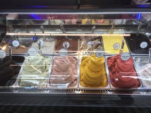 Variety of ice cream (8 out of 12 flavors are vegan) at Golda in Haifa