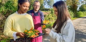Toostje wortelmartino met Oost-Indische kers op wandel at Groesting in Liedekerke