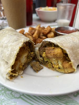 Vegan breakfast burrito with potatoes   at 821 Cafe in Richmond
