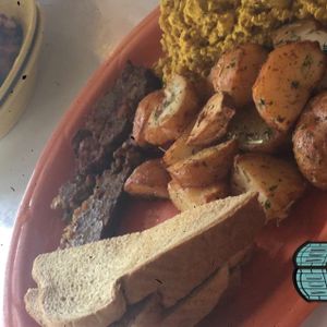 tofu scramble, potatoes, vegan sausage, and toasty at 821 Cafe in Richmond