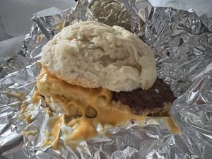 Vegan breakfast sandwichh  at 821 Cafe in Richmond