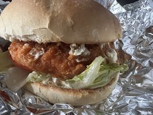 Buffalo style chicken sandwichh  at 821 Cafe in Richmond