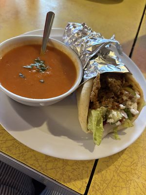 Gyro and tomato bisque which tasted  at 821 Cafe in Richmond