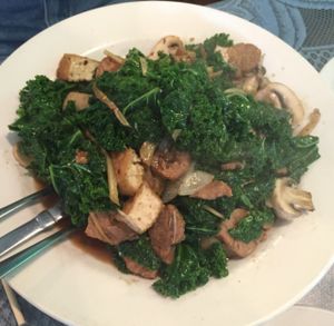 kale and mushroom delight at Grasshopper Restaurant in Boston