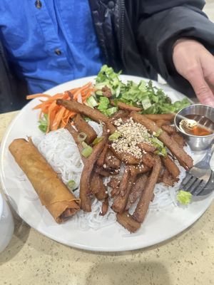 Vermicelli with seitan “pork"  at Grasshopper Restaurant in Boston