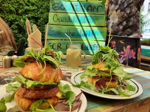 Beyond meat burgers and Rakytník lemonade!!!  at VeggieDick in Mikulov