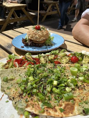Quesadilla & avocado burger   at Erbse in Luebeck