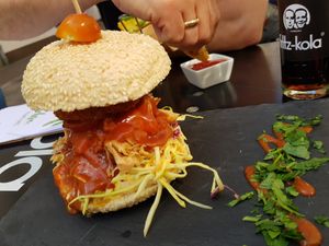 Smoky Jackfruit Burger at Erbse in Luebeck