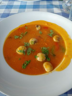 Sweet potatoe soup at Havhesten in Vadso