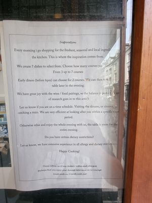 Information at entrance at Le Courage in Maastricht