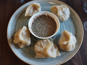 Dumplings at Mundo Vegano in Bogota