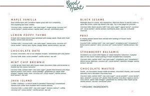 Menu- flavours and ingredients at Good Habit Ice Cream in Auckland