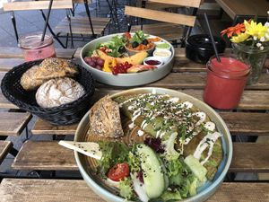 Vegan Breakfast and an Green Omlette  at Kala Cafe in Berlin
