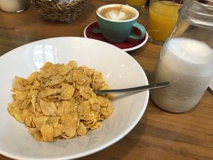 Cereals with oat milk  at Brunch Corner in Valencia