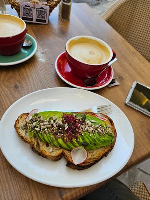 Avocado and seed toast. at Brunch Corner in Valencia
