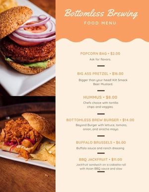 All plant based menu at Bottomless Brewing in Geneva