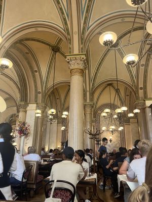 view from the booth  at Café Central in Vienna